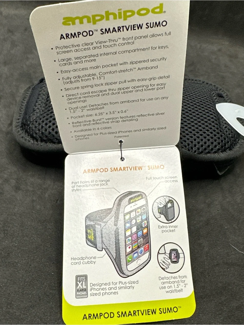 Amphipod ArmPod SmartView Sumo Running Adjustable Black Armband F128
